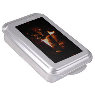 Fireplace Warm Winter Scene Photography Cake Pan
