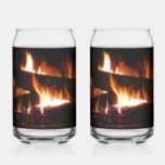 Fireplace Warm Winter Scene Photography Can Glass