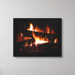 Fireplace Warm Winter Scene Photography Canvas Print