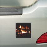 Fireplace Warm Winter Scene Photography Car Magnet