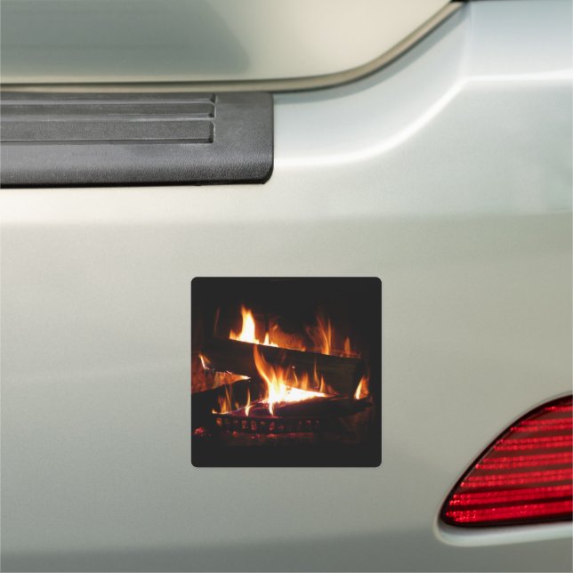Fireplace Warm Winter Scene Photography Car Magnet (In Situ)