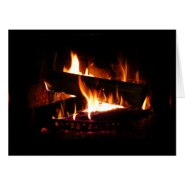 Fireplace Warm Winter Scene Photography Card (Front Horizontal)