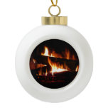 Fireplace Warm Winter Scene Photography Ceramic Ball Christmas Ornament