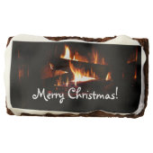 Fireplace Warm Winter Scene Photography Chocolate Brownie (Front)