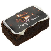Fireplace Warm Winter Scene Photography Chocolate Brownie (Angled)