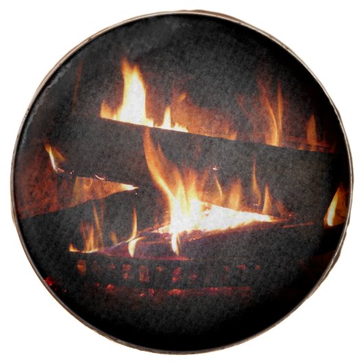 Fireplace Warm Winter Scene Photography Chocolate Dipped Oreo (Front)
