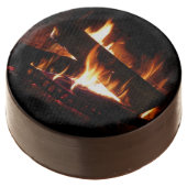 Fireplace Warm Winter Scene Photography Chocolate Dipped Oreo (Angled)