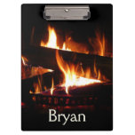 Fireplace Warm Winter Scene Photography Clipboard