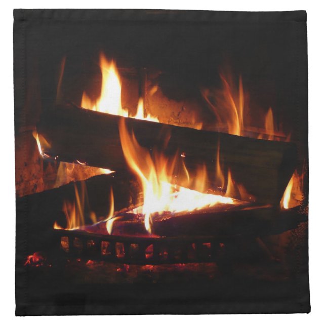 Fireplace Warm Winter Scene Photography Cloth Napkin (Front)