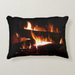 Fireplace Warm Winter Scene Photography Decorative Pillow