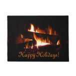 Fireplace Warm Winter Scene Photography Doormat