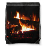 Fireplace Warm Winter Scene Photography Drawstring Bag