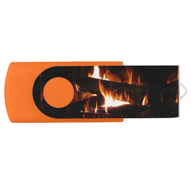 Fireplace Warm Winter Scene Photography Flash Drive (Front)