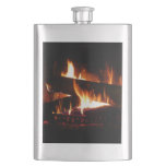 Fireplace Warm Winter Scene Photography Flask