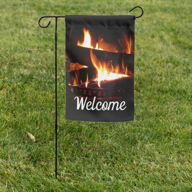Fireplace Warm Winter Scene Photography Garden Flag (In SItu)