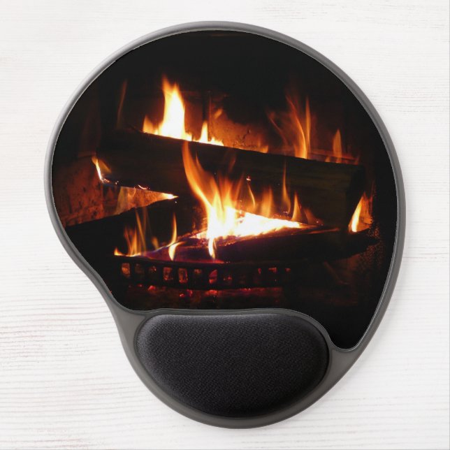 Fireplace Warm Winter Scene Photography Gel Mouse Pad (Front)