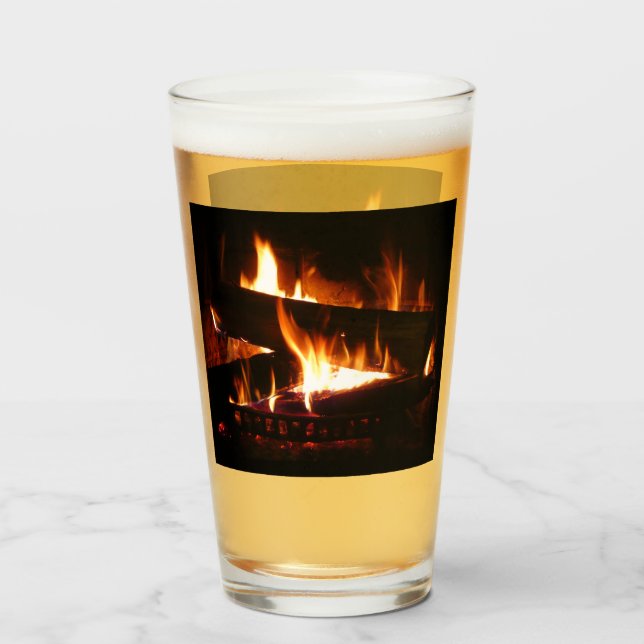 Fireplace Warm Winter Scene Photography Glass (Back Filled)
