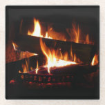 Fireplace Warm Winter Scene Photography Glass Coaster