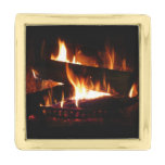 Fireplace Warm Winter Scene Photography Gold Finish Lapel Pin