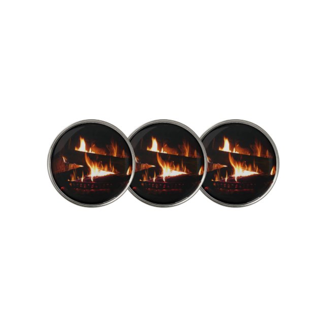 Fireplace Warm Winter Scene Photography Golf Ball Marker (3 Up)