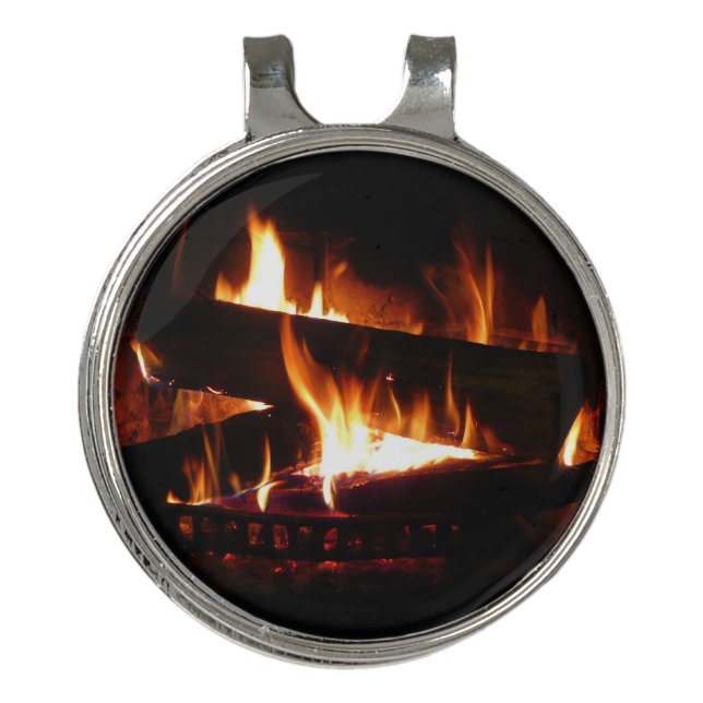 Fireplace Warm Winter Scene Photography Golf Hat Clip (Front)
