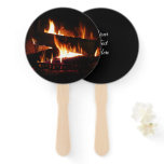 Fireplace Warm Winter Scene Photography Hand Fan