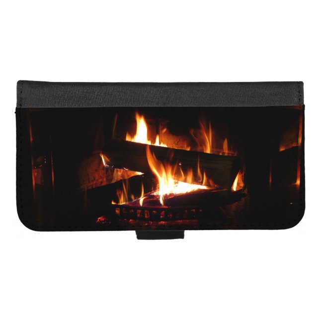 Fireplace Warm Winter Scene Photography iPhone Wallet Case (Front (Horizontal))