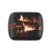Fireplace Warm Winter Scene Photography Jelly Belly Tin (Top)