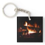 Fireplace Warm Winter Scene Photography Keychain