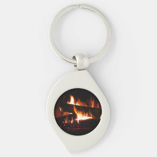 Fireplace Warm Winter Scene Photography Keychain