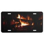 Fireplace Warm Winter Scene Photography License Plate
