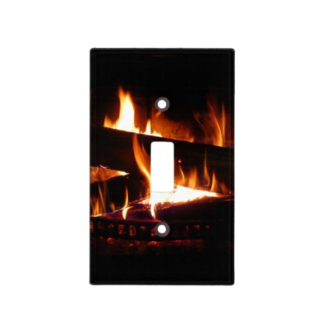 Fireplace Warm Winter Scene Photography Light Switch Cover (Front)