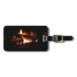 Fireplace Warm Winter Scene Photography Luggage Tag