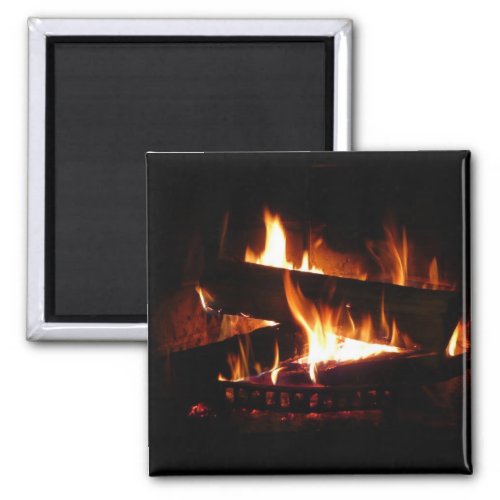 Fireplace Warm Winter Scene Photography Magnet