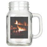 Fireplace Warm Winter Scene Photography Mason Jar