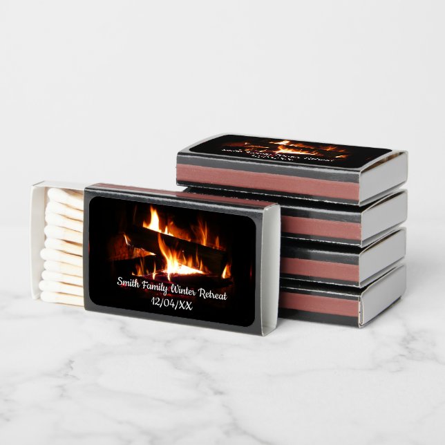 Fireplace Warm Winter Scene Photography Matchboxes (Stacked)