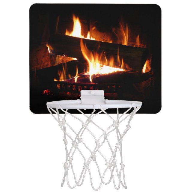 Fireplace Warm Winter Scene Photography Mini Basketball Hoop (Front)