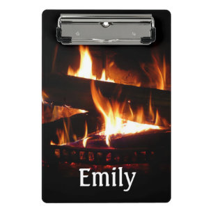 Fireplace Warm Winter Scene Photography Mini Clipboard