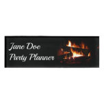 Fireplace Warm Winter Scene Photography Name Tag