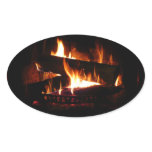 Fireplace Warm Winter Scene Photography Oval Sticker