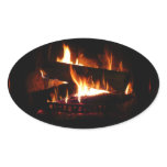 Fireplace Warm Winter Scene Photography Oval Sticker