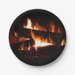 Fireplace Warm Winter Scene Photography Paper Plates