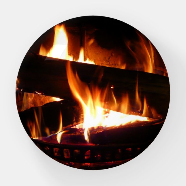 Fireplace Warm Winter Scene Photography Paperweight (Front)