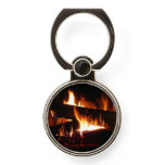 Fireplace Warm Winter Scene Photography Phone Ring Stand