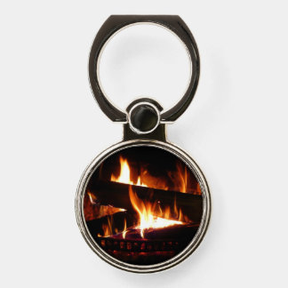 Fireplace Warm Winter Scene Photography Phone Ring Stand