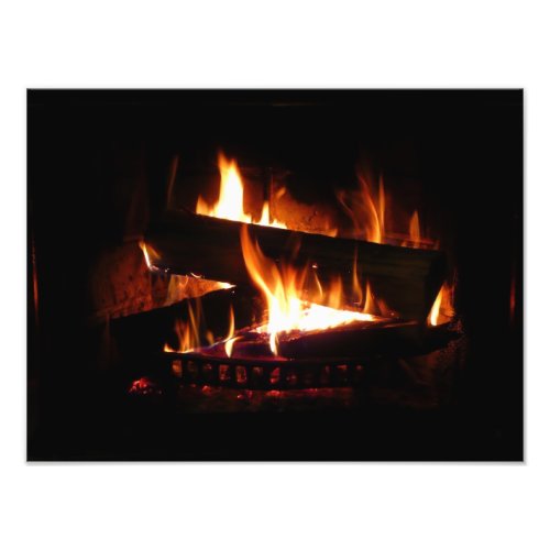 Fireplace Warm Winter Scene Photography Photo Print