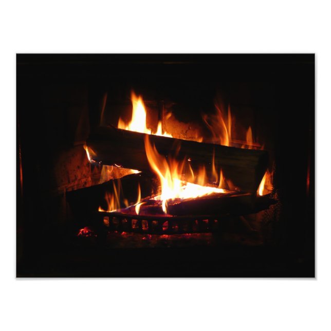 Fireplace Warm Winter Scene Photography Photo Print (Front)