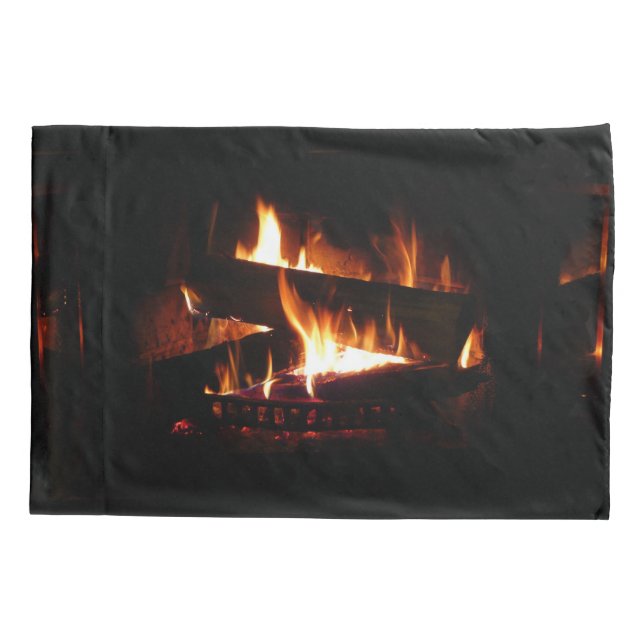 Fireplace Warm Winter Scene Photography Pillow Case (Back)