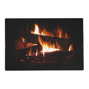 Fireplace Warm Winter Scene Photography Placemat