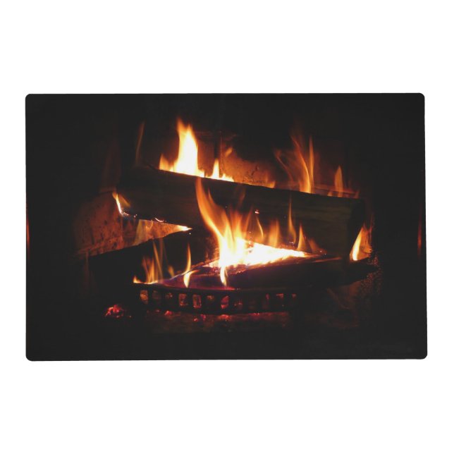 Fireplace Warm Winter Scene Photography Placemat (Front)